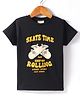 Lazy Bones Single Jersey Knit Half Sleeves T-Shirt With Skateboard Print - Black