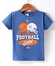Lazy Bones Single Jersey Knit Half Sleeves T-Shirt With Rugby Print - Blue