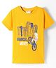 Lazy Bones Single Jersey Knit Half Sleeves T-Shirt With Cycling Print - Yellow