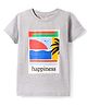 Lazy Bones Single Jersey Knit Half Sleeves T-Shirt With Beach Print - Light Grey