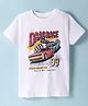 Lazy Bones Single Jersey Knit Half Sleeves T-Shirt With Car Print - White