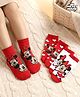 Cute Walk By Babyhug Disney Knit Ankle Length Antibacterial Socks With Minnie Mouse Graphics Pack Of 3 - Red