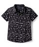 Pine Kids Cotton Knit Half Sleeves Shirt With Text Print - Black