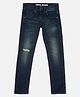 Pepe Jeans Ankle Length Washed Jeans With Distressed Pattern - Navy Blue