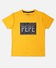 Pepe Jeans Cotton Knit Half Sleeves T-Shirts With Text Print - Golden