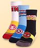 Pine Kids Marvel Ankle Length Anti-Bacterial Socks With Avengers Graphics Pack Of 3 - Blue Black & White