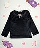 Pampolina Cotton Blend Full Sleeves Floral Applique & Beads Embellished Sweatshirt - Navy Blue