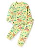 Babyhug Cotton Knit Full Sleeves Co-ords Night Suit with Jungle Theme Print - Yellow