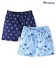 Honeyhap Premium 100% Cotton Knit Bio Finish Boxers With Beach Theme & Star Print Pack of 2 - Baltic Sea & Navy Peony