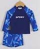 Mark & Mia Full Raglan Sleeves Printed Two Piece Swimsuit - Navy Blue