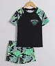Mark & Mia Half Raglan Sleeves Two Piece Swimsuit with Abstract Print -Green