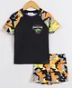 Mark & Mia Half Raglan Sleeves Two Piece Swimsuit with Abstract Print - Orange