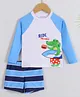 Mark & Mia Full Raglan Sleeves Two Piece Swimsuit With Crocodile Print - Light Blue