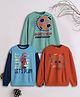 3PIN Fleece Pack of 3 Full Sleeves Soccer & Lets Play Text Printed Sweatshirts - Multi Colour