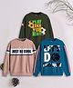 3PIN Fleece Pack of 3 Full Sleeves Just Be Cool & Lets Do It Now Text Printed Sweatshirts - Multi Colour