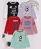 3PIN Single Jersey Pack of 5 Full Sleeves Awesome & I Adore My Cats Text Printed Tees - Multi Colour
