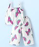Dew Drops Poplin Woven Sleeveless Top and Palazzo Co-Ord Set With Watermelon Print - Offwhite