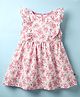 Dew Drops Cotton Woven Sleeveless Frock with Frill Detailing Floral Print - Pink