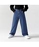 Primo Gino 100% Cotton Woven Full Length Wide Legs Washed Jeans - Blue