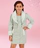 Cutecumber Fur Detailed Dress With Full Sleeves Coordinating Shrug  Set - Green