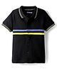 Pine Kids Knit Half Sleeves Shirt With Stripes - Black