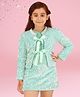 Cutecumber Full Sleeves Sequins Embellished Top & Skirt With Coordinating Shrug Set - Green
