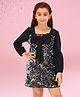 Cutecumber Full Sleeves Bow Applique Detailed Sequins Embellished Dress - Black