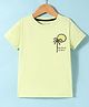 Doreme Sinker Knit Half Sleeves T-Shirt with Tropical Theme Print - Lime Green