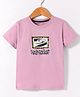 Doreme Sinker Knit Half Sleeves T-Shirt With Text Print - Mauve