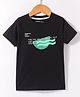 Doreme Sinker Knit Half Sleeves T-Shirt With Text Print - Black