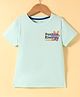 Doreme Sinker Knit Half Sleeves Positive Energy Printed T-Shirt - Aqua Blue