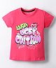 Doreme Sinker Knit Half Sleeves T-Shirt With Text Print - Dark Pink