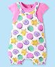 Babyhug Interlock Knit Sea Life Printed Dungaree & Half Sleeves Text Printed Top Set - White & Pink