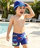 Babyhug Swimming Trunk & Cap with Dino Print - Navy Blue