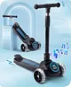 Babyhug 3 Wheel Blue & Black Foldable Kids Scooter With LED Wheels & Music|4 Level Adjustable|Non-Slip Wide Deck| 50 Kg Capacity| Lean to Steer Mechanism| Foot Brake| Easy Fold Design | No Assembly