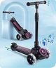 Babyhug 3 Wheel Kids Kick Scooter With LED PU Wheel & Music Pink & Black|4 Level Adjustable Handle Bar| 50Kg Capacity| Compact Fold| Toy for 3 to 10 year Boys and Girls| Sport Gift| Physical Activity