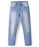 Primo Gino Woven Full Length Washed Jeans With Distressed Pattern - Light Blue