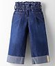 Little Kangaroos Woven Full Length Solid Denim Jeans With Paper Bag Waist - Navy Blue