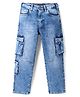 Primo Gino Woven Full Length Washed Cargo Jeans - Blue