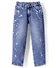 Primo Gino Cotton Elastane Woven Full Length Straight Fit Washed Distressed Denim - Blue