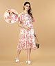 Bella Mama Women Flutter Sleeve Floral Printed Maternity Dress - Off White