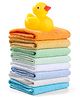 Ben Benny Terry Solid Color Hand & Face Towels with a Duck Toy Pack of 8 L 23.5 x B 23.5 cm - Multicolour