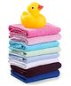 Ben Benny Terry Solid Color Hand & Face Towels with a Duck Toy Pack of 8 L 23.5 x B 23.5 cm - Multicolour