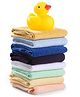 Ben Benny Terry Solid Color Hand & Face Towels with a Duck Toy Pack of 8 L 23.5 x B 23.5 cm - Multicolour