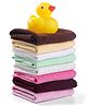 Ben Benny Terry Solid Color Hand & Face Towels with a Duck Toy Pack of 8 L 23.5 x B 23.5 cm - Multicolour