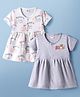 Ben Benny 100% Cotton Knit Half Sleeves Front Open Frocks with Text Print Pack of 2 - White & Grey