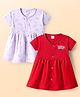 Ben Benny 100% Cotton Knit Half Sleeves Front Open Frocks with Floral Print Pack of 2 - Red & Lavender