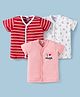 Ben Benny 100% Cotton Knit Half Sleeves Jhablas with Stripes Hearts & Text Print Pack of 3 - Pink Red & White