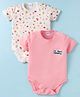 Ben Benny 100% Cotton Knit Half Sleeves Onesies with Tropical Theme & Text Print Pack of 2 - Pink & White