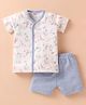 Ben Benny 100% Cotton Knit Half Sleeves Shorts Night Suit with Jungle Print - Lavender